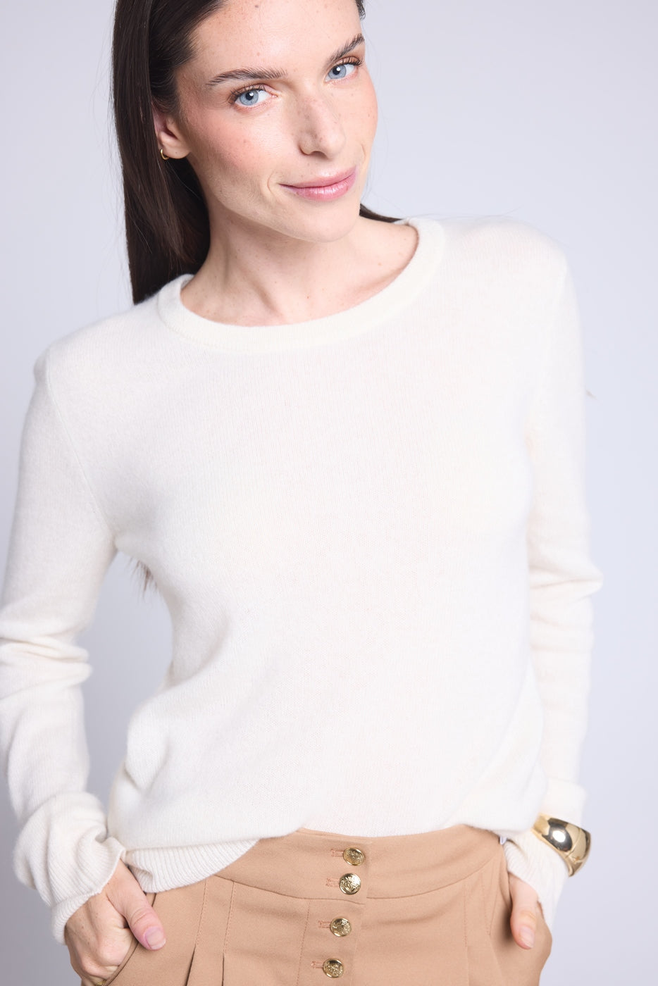 Jersey Cuello Redondo Alba - Blanco - Mujer