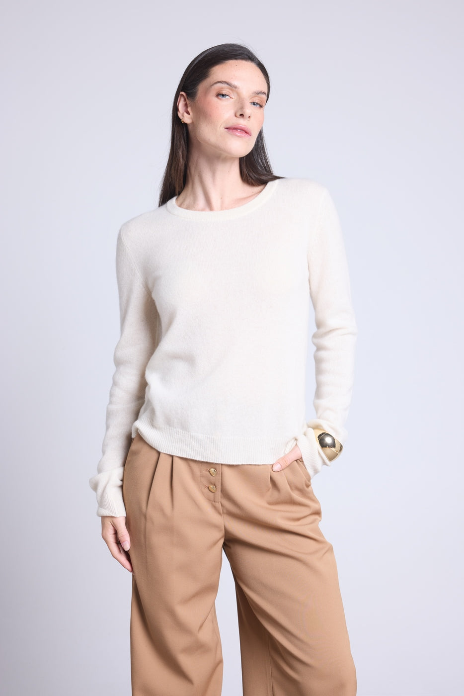 Jersey Cuello Redondo Alba - Blanco - Mujer