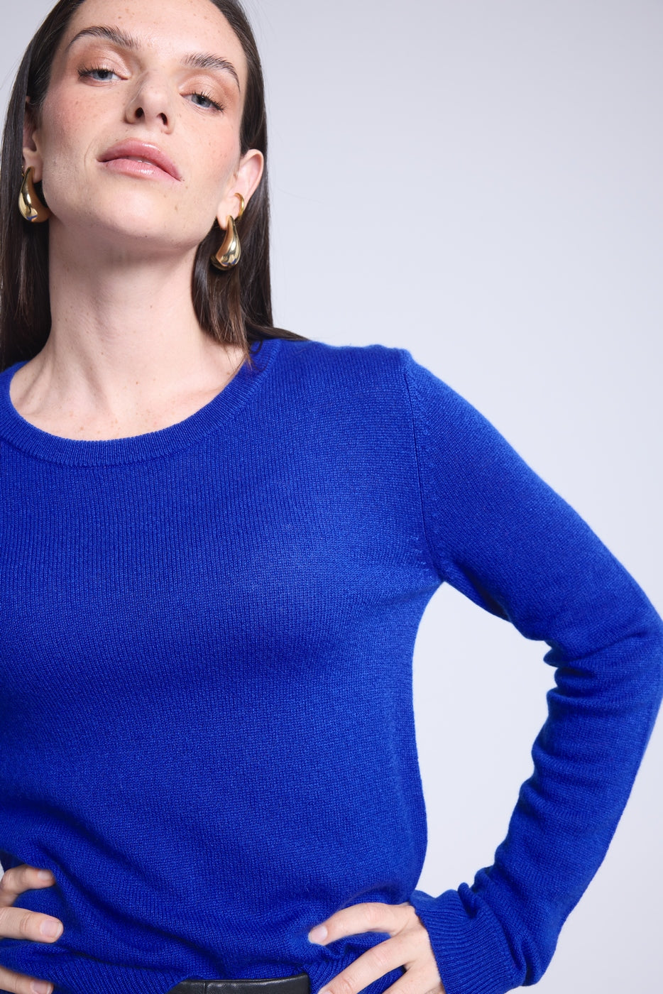 Jersey de cuello redondo Alba - Azul rey - Mujer