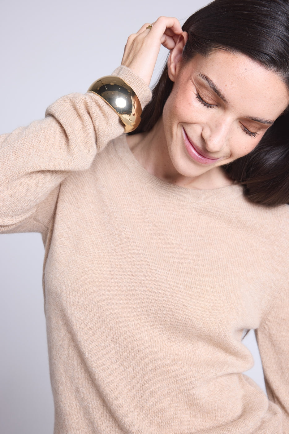 Pull Col Rond Alba - Beige Creme - Femme