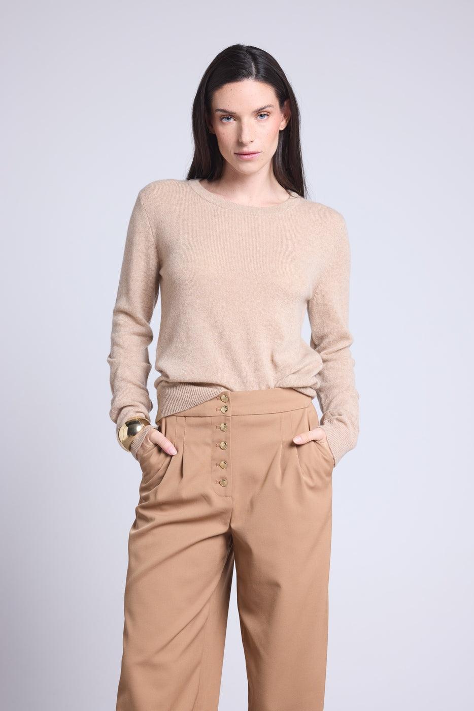 Pull Col Rond Alba - Beige Creme - Femme