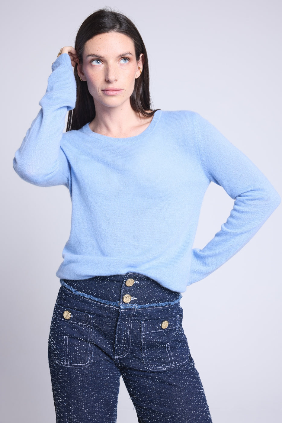 Pull Col Rond Alba - Bleu Ciel - Femme