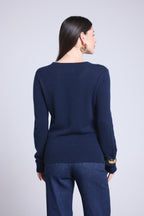 Alba Round-Neck Jumper - Navy Blue - Women