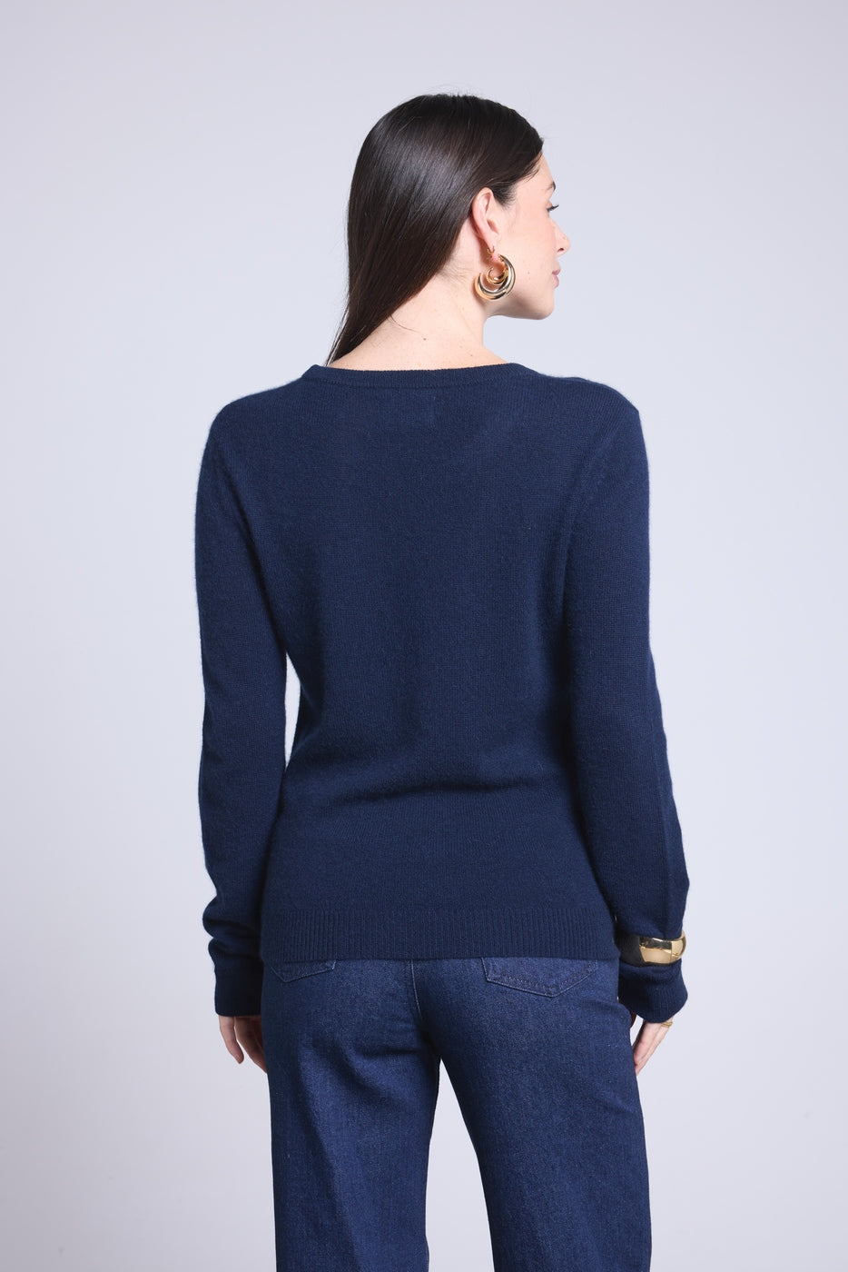 Alba Round-Neck Jumper - Navy Blue - Women