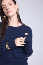 Alba Round-Neck Jumper - Navy Blue - Women
