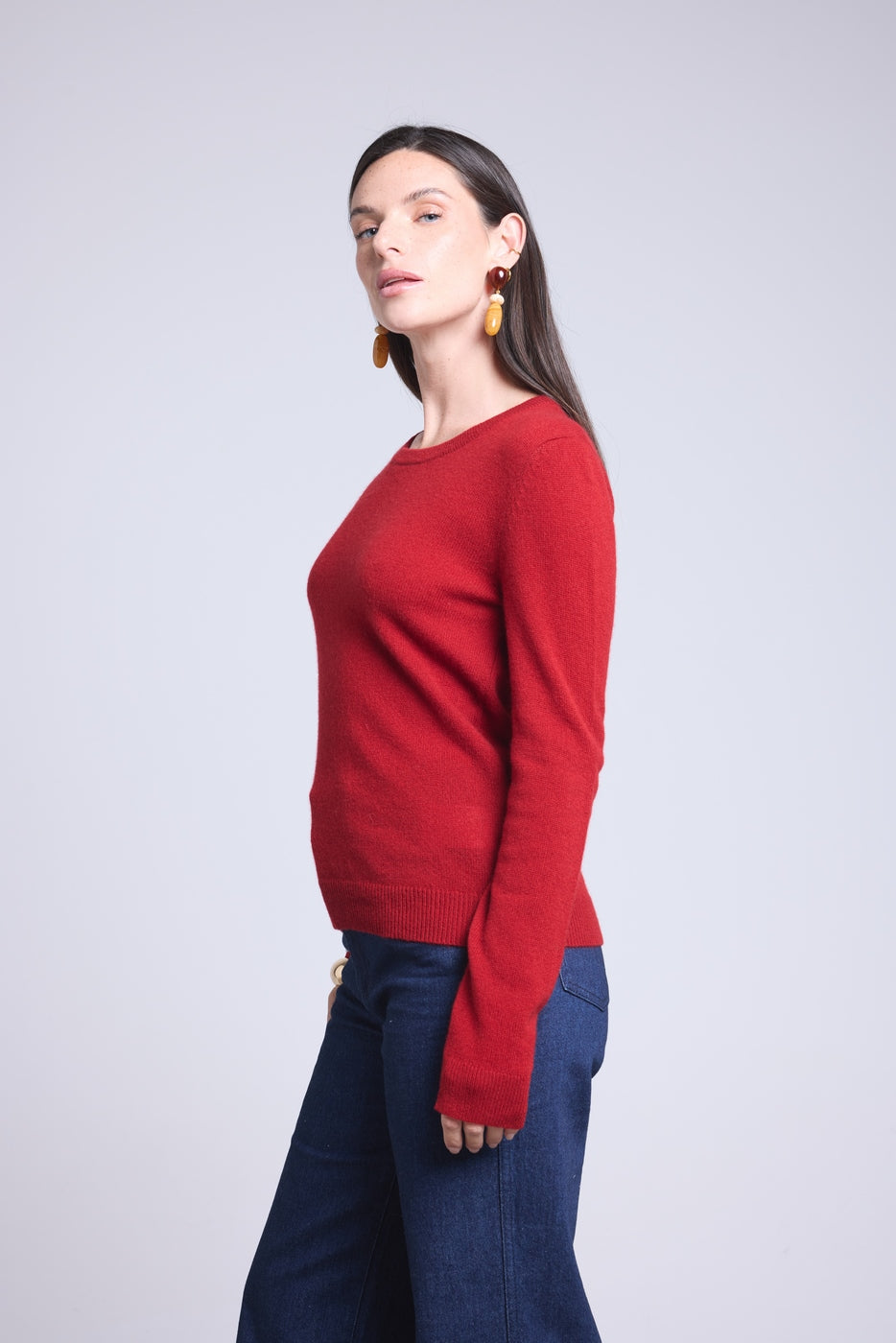 Jersey de cuello redondo Alba - Rojo burdeos - Mujer