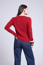 Jersey de cuello redondo Alba - Rojo burdeos - Mujer