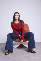Jersey de cuello redondo Alba - Rojo burdeos - Mujer