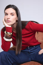 Jersey de cuello redondo Alba - Rojo burdeos - Mujer
