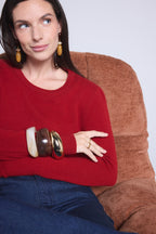 Jersey de cuello redondo Alba - Rojo burdeos - Mujer