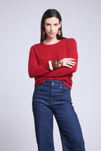 Jersey de cuello redondo Alba - Rojo burdeos - Mujer