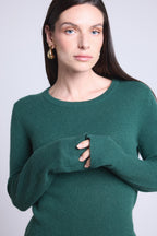 Jersey de cuello redondo Alba - Verde botella - Mujer