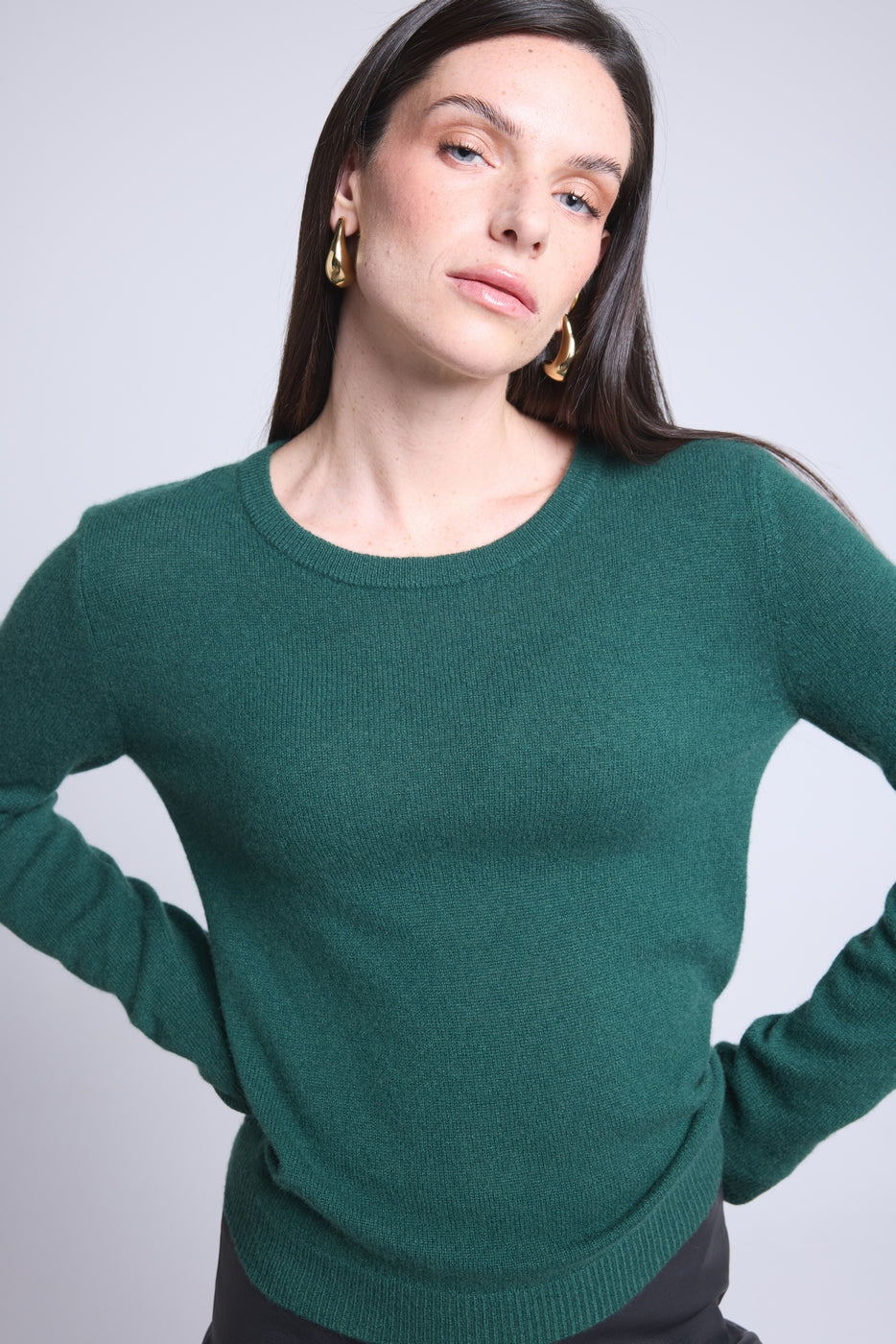 Jersey de cuello redondo Alba - Verde botella - Mujer