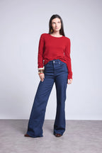 Jersey de cuello redondo Alba - Rojo burdeos - Mujer
