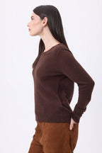 Alba Crew Neck Jumper - Chocolate Brown - Women