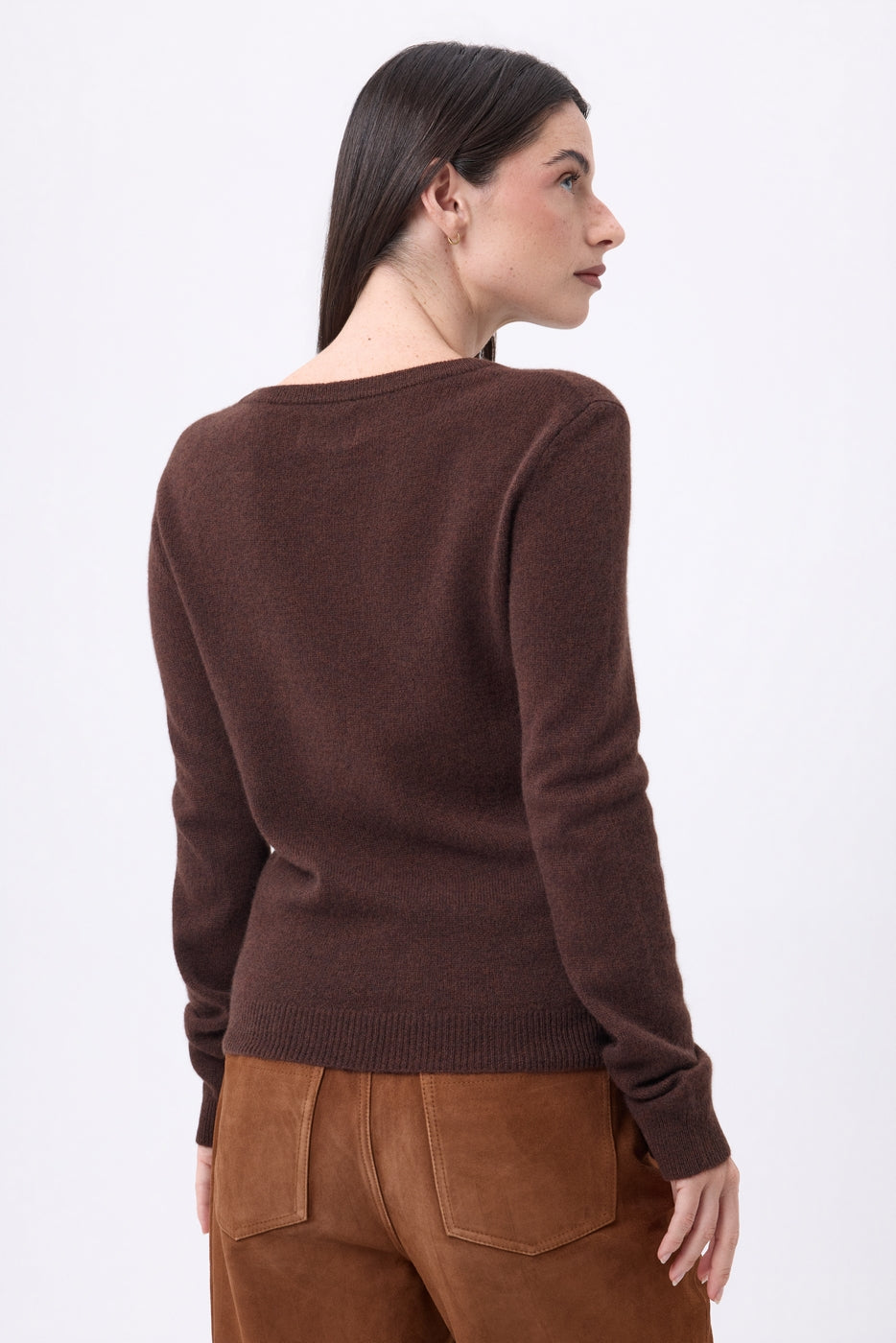 Alba Crew Neck Jumper - Chocolate Brown - Women