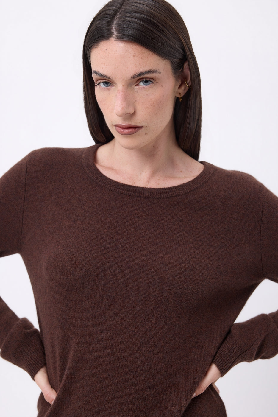 Alba Crew Neck Jumper - Chocolate Brown - Women