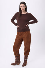 Alba Crew Neck Jumper - Chocolate Brown - Women