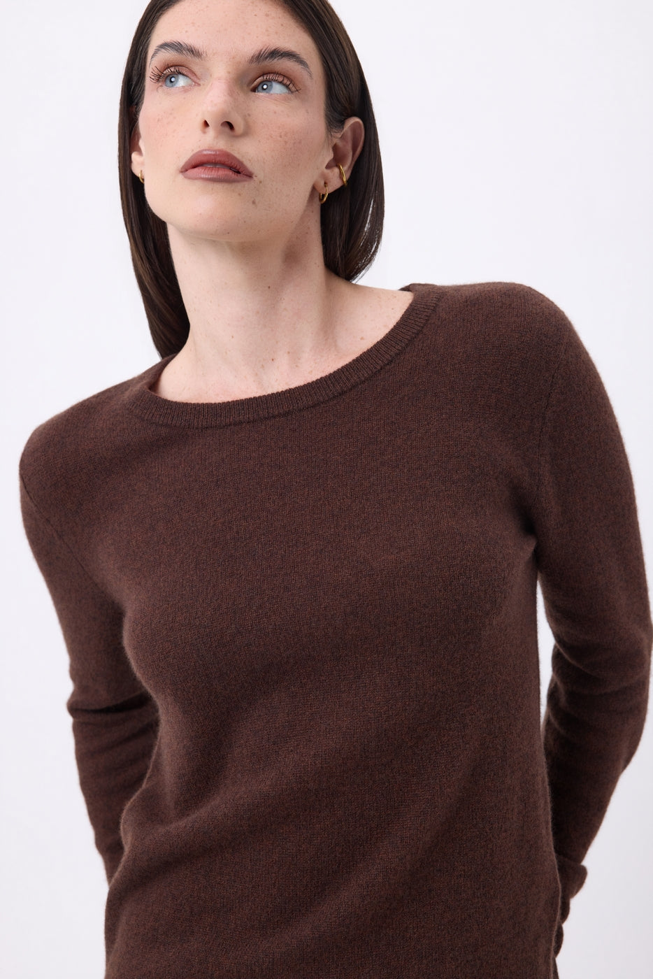 Alba Crew Neck Jumper - Chocolate Brown - Women