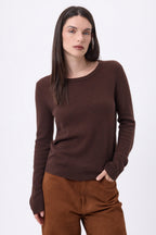 Alba Crew Neck Jumper - Chocolate Brown - Women