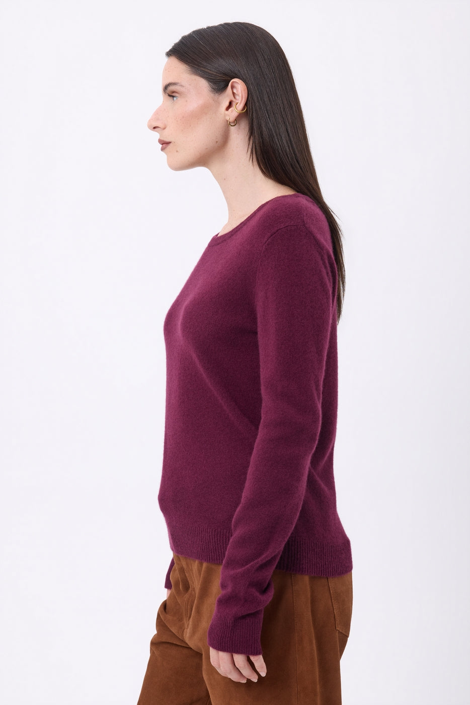Jersey de cuello redondo Alba - Color vino - Mujer