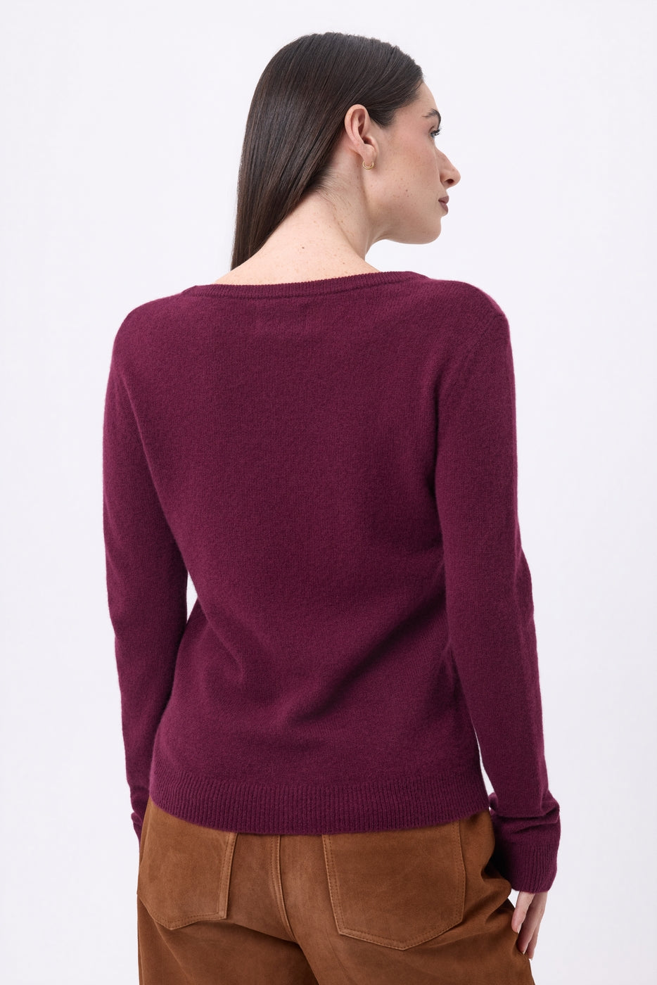 Jersey de cuello redondo Alba - Color vino - Mujer