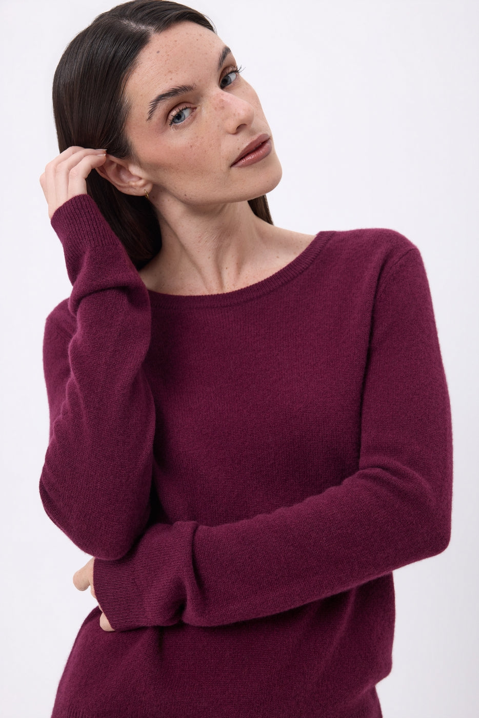 Jersey de cuello redondo Alba - Color vino - Mujer