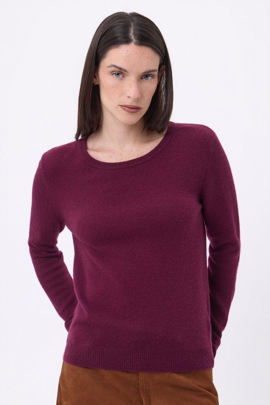 Jersey de cuello redondo Alba - Color vino - Mujer