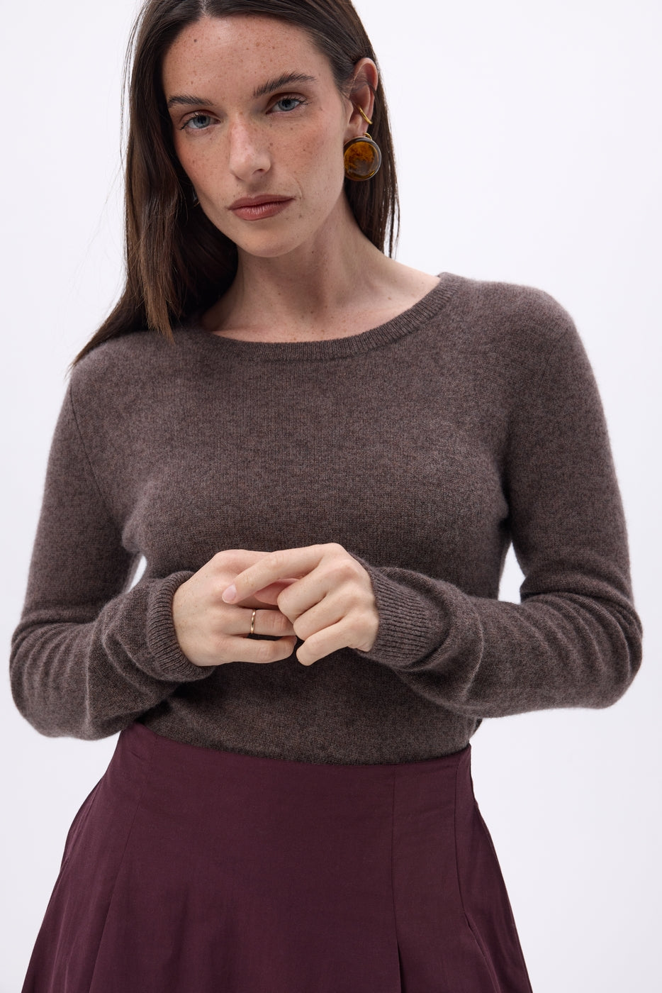 Pull Col Rond Alba - Marron Chine - Femme