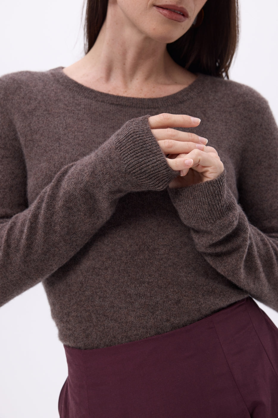 Pull Col Rond Alba - Marron Chine - Femme