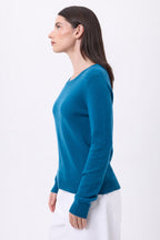 Pull Col Rond Alba - Bleu Canard - Femme