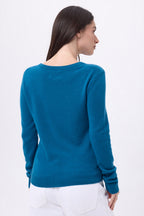 Pull Col Rond Alba - Bleu Canard - Femme