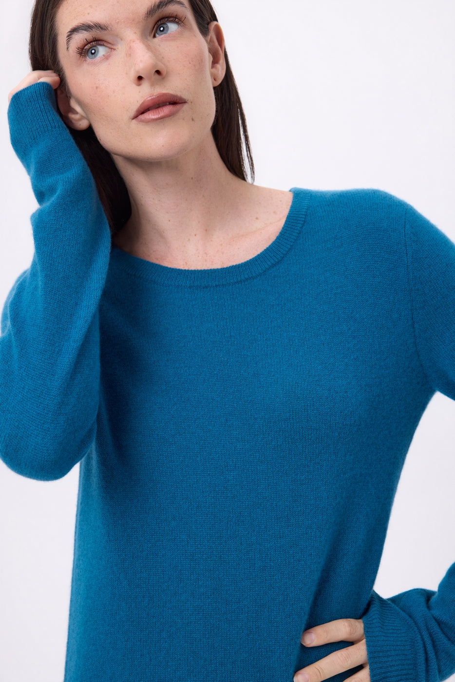 Pull Col Rond Alba - Bleu Canard - Femme
