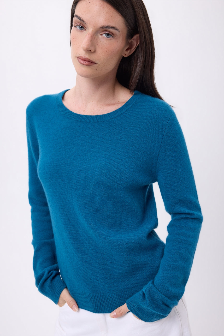 Pull Col Rond Alba - Bleu Canard - Femme