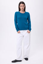 Pull Col Rond Alba - Bleu Canard - Femme