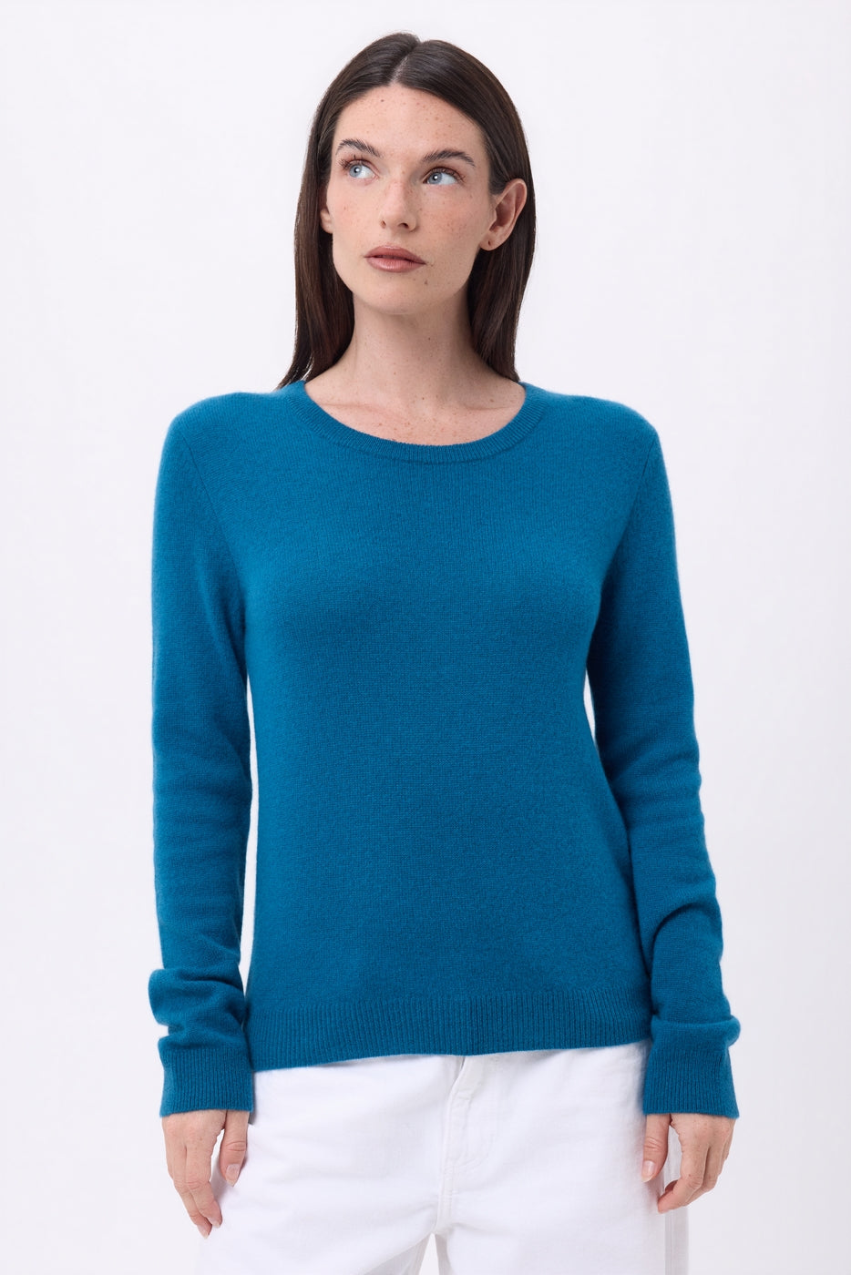 Pull Col Rond Alba - Bleu Canard - Femme