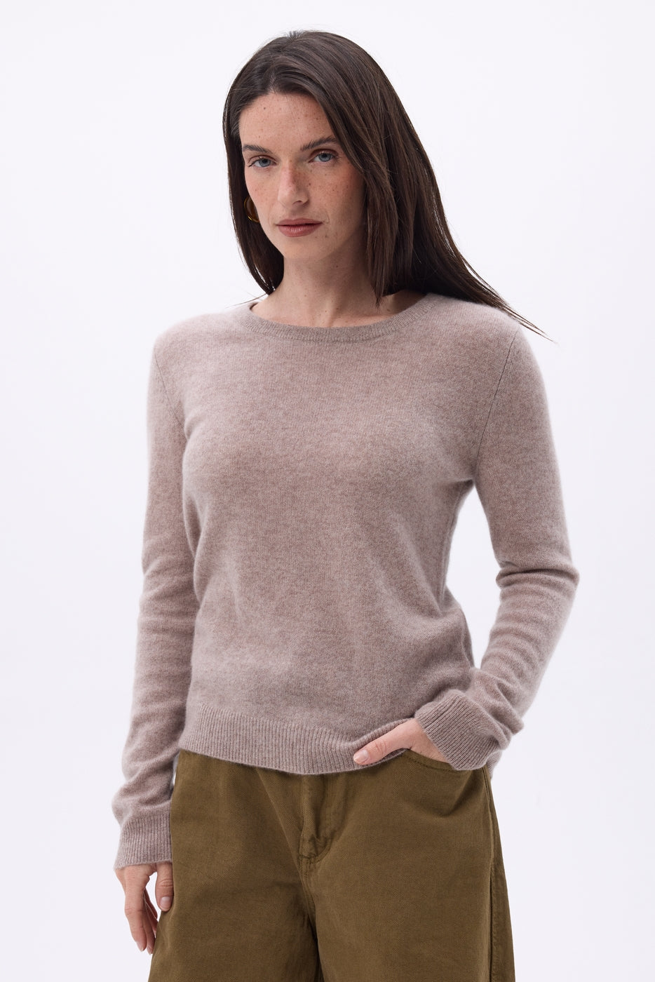 Jersey de cuello redondo Alba - avellana - mujer