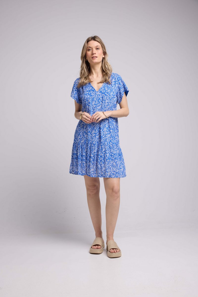 Robe Courte Manches Courtes - Bleu