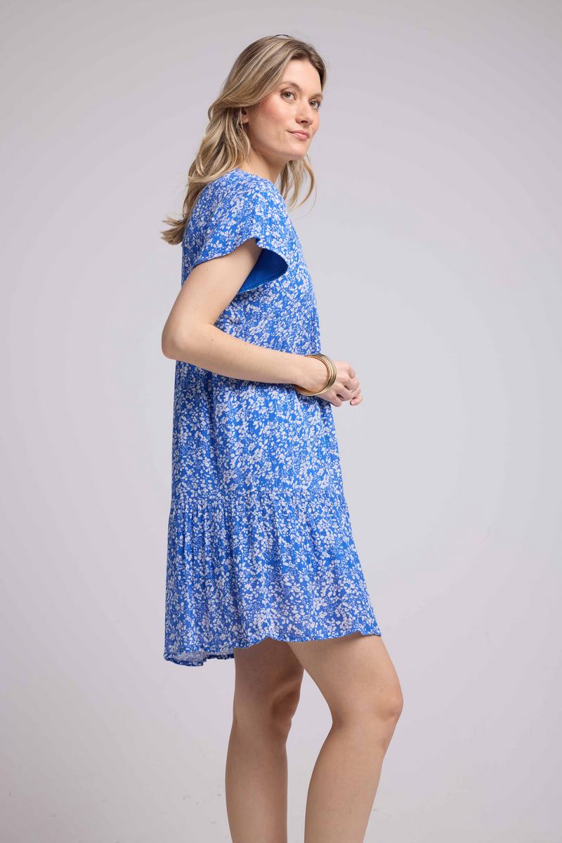 Robe Courte Manches Courtes - Bleu