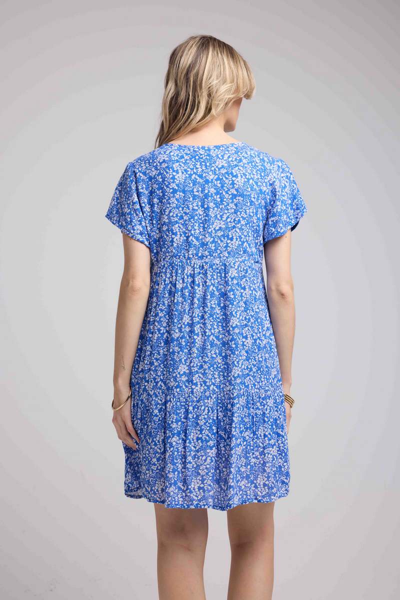 Robe Courte Manches Courtes - Bleu