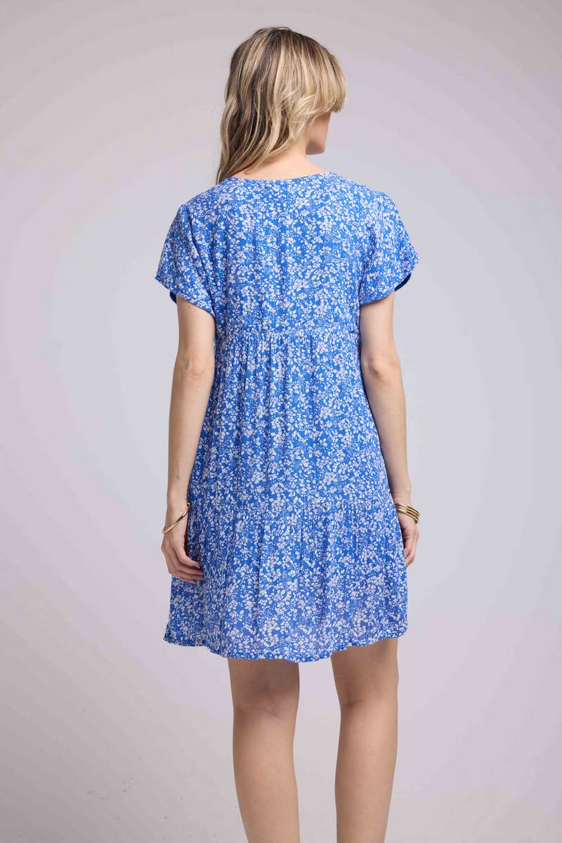 Robe Courte Manches Courtes - Bleu