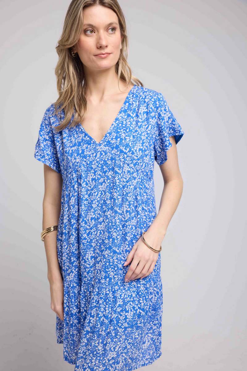 Robe Courte Manches Courtes - Bleu