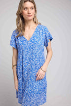 Robe Courte Manches Courtes - Bleu