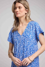 Robe Courte Manches Courtes - Bleu