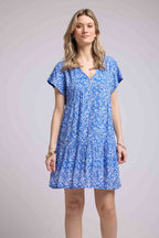 Robe Courte Manches Courtes - Bleu