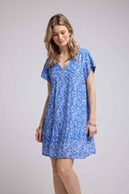 Robe Courte Manches Courtes - Bleu
