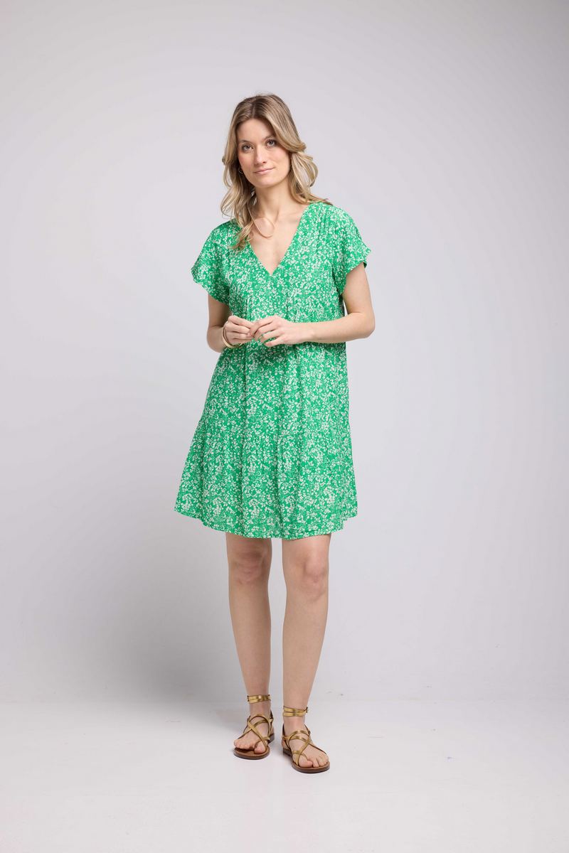 Short Dress Short Sleeves - Green