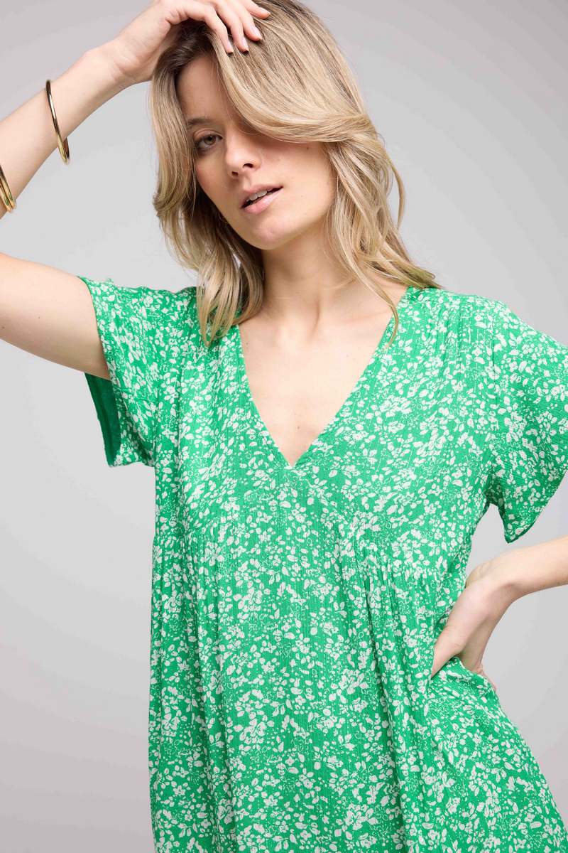 Short Dress Short Sleeves - Green