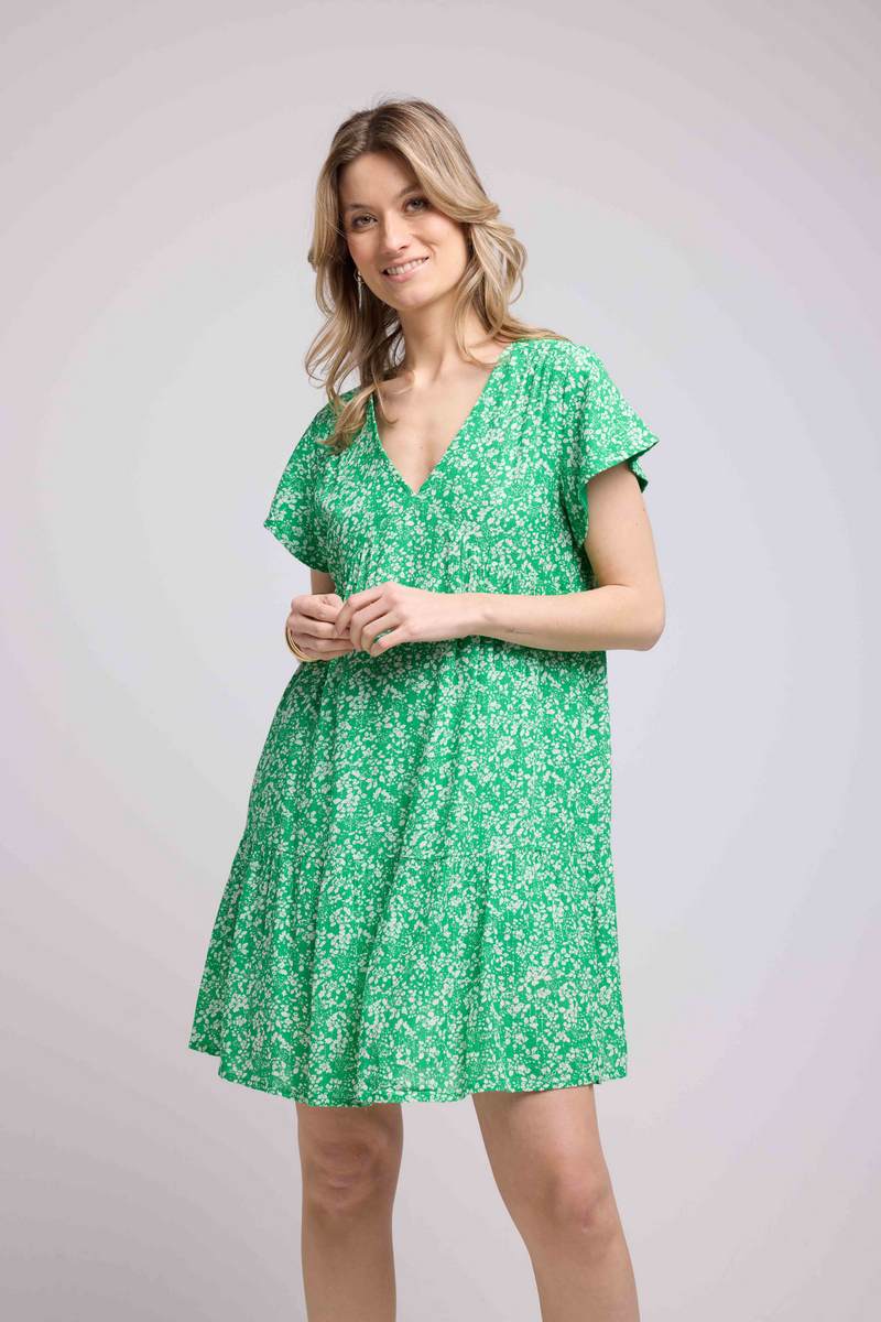 Short Dress Short Sleeves - Green