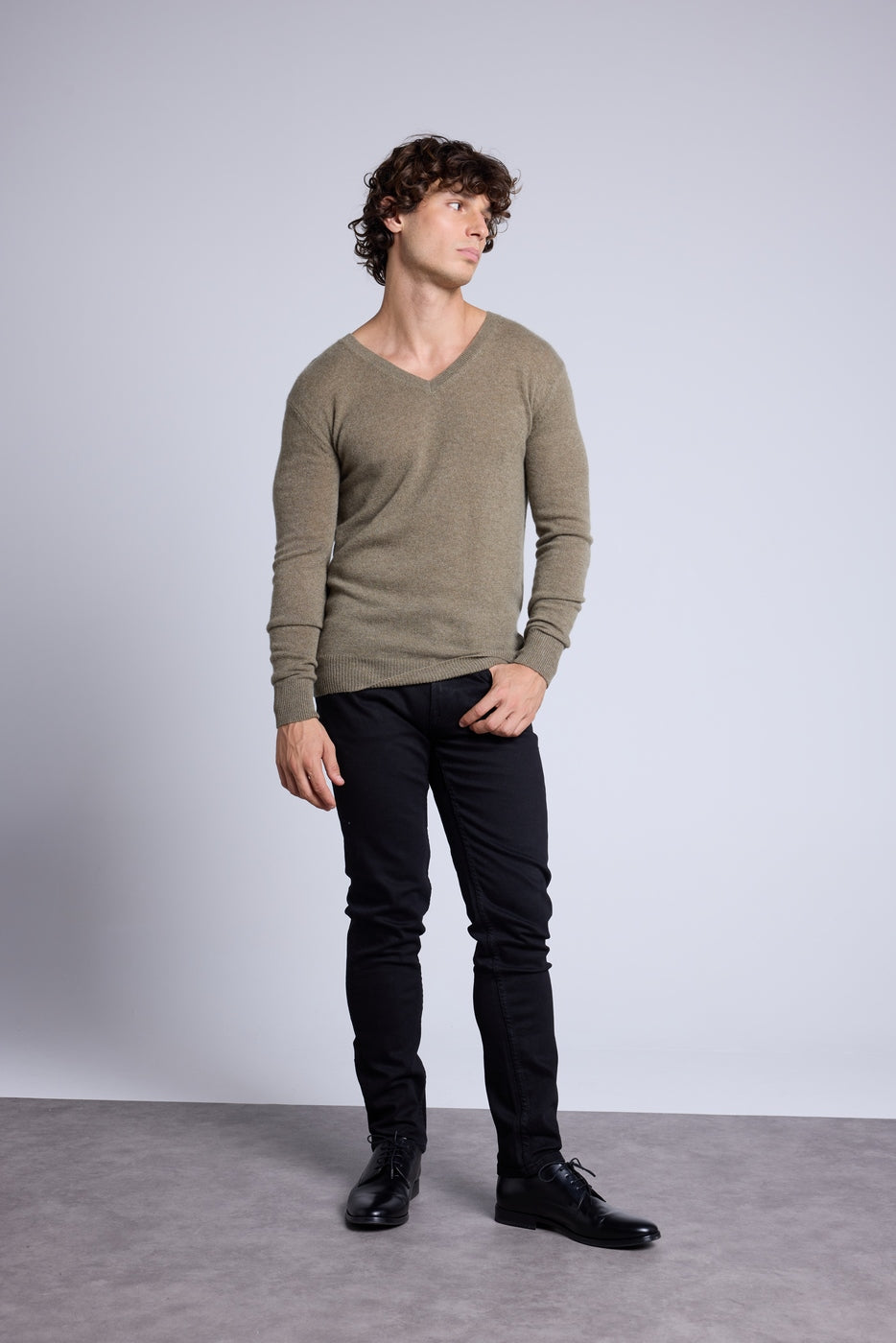Pull Col V Alex - Vert Khaki - Homme